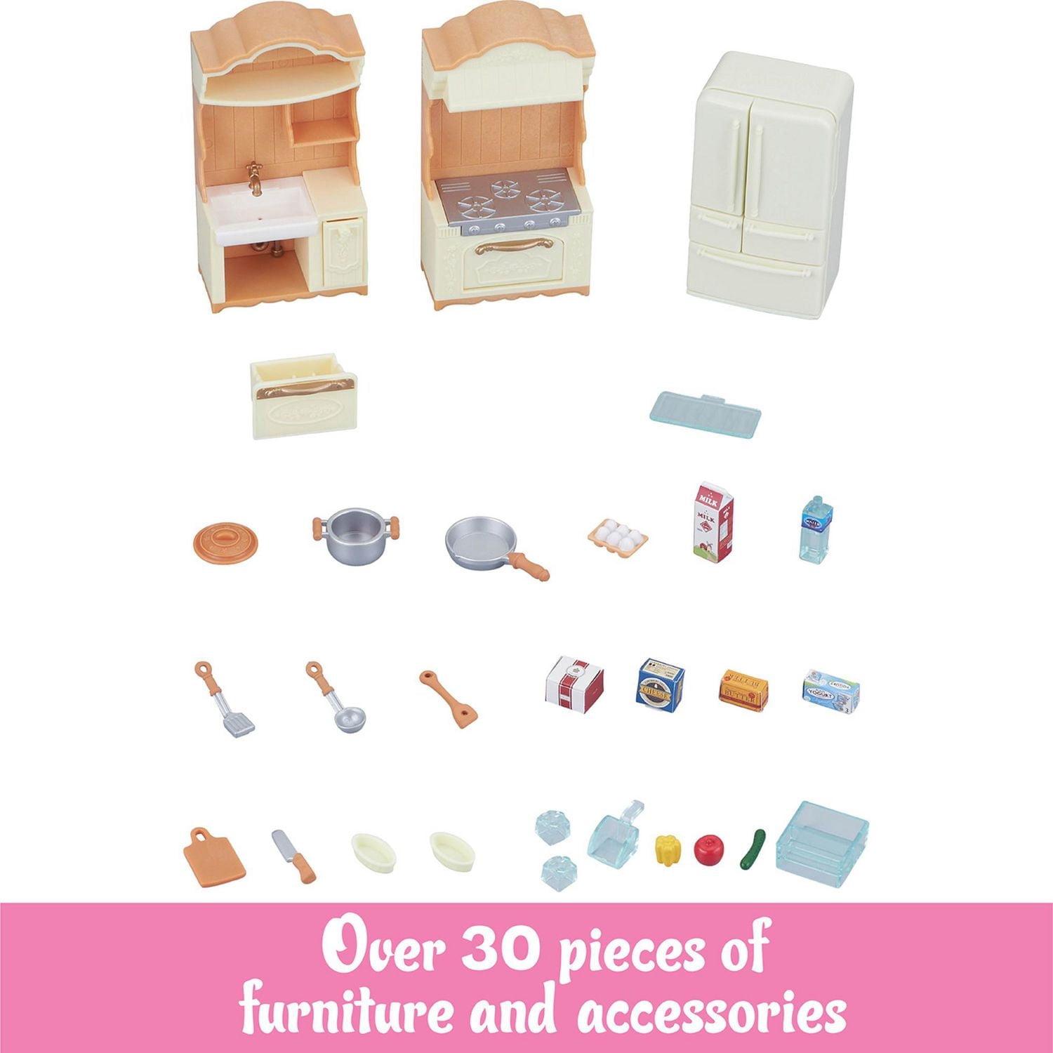 Ensemble de jeu de cuisine Calico Critters, meubles et accessoires de maison de poupée