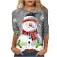 thumbnail image 2 of Jienlioq Hauts Grande Taille pour Femmes Mode T-Shirt Décontracté de Noël pour Femmes à Imprimé Col Rond Manches 3/4 Haut Blouse Rabais, 2 of 5