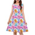 thumbnail image 1 of RXIRUCGD 2025 Vêtements d'Été pour Enfants Tout-Petits Filles Mignon Imprimé Fleuri Camisole Extensible Robe Sans Manches Robe Ligne A, 1 of 7