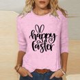 thumbnail image 2 of Dvkptbk Chemises pour Femmes Habillées Décontractées 2024 Joyeuses Pâques Hauts Graphiques Mode Décontractée Col Rond Manches Trois-Quarts T-Shirt Haut, 2 of 3