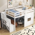thumbnail image 4 of Euroco Lit Mezzanine en Bois Format Simple, Lit-Cabane avec Escalier de Rangement pour Enfants, Blanc, 4 of 17