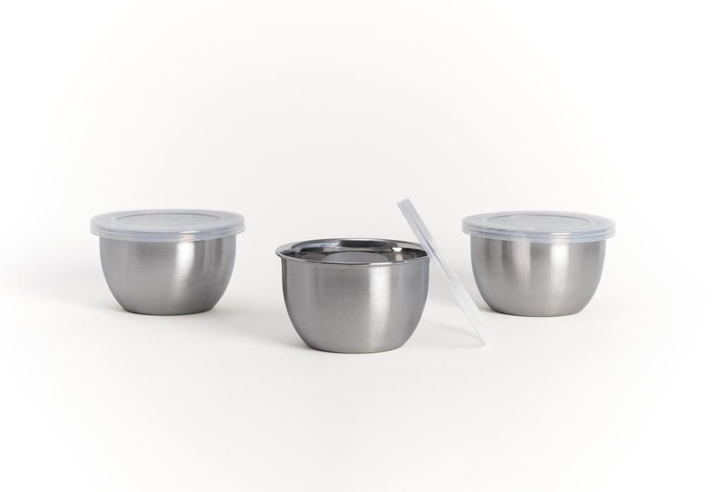 Bol de préparation à 2 tasses en acier inoxydable brossé Mainstays, 6 pièces avec couvercle, paquet de 3