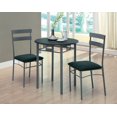 thumbnail image 3 of Monarch Specialties Dining Table Set, 3pcs Set, Small, 30" Round, Kitchen, Metal, Laminate, Black, Grey, Contemporary, Modern, 3 of 3