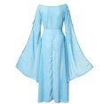 thumbnail image 5 of Yuyuzo Robe Maxi Médiévale pour Femmes Grande Taille Renaissance Vintage à Manches Évasées à Encolure Dégagée Robe de Couleur Unie, 5 of 5