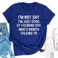 thumbnail image 1 of RXIRUCGD Hauts de Sortie pour Femmes Mode Été Ample Col Rond Imprimé Lettre Manches Courtes T-Shirt Bleu, 1 of 6