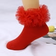 thumbnail image 4 of dmqupv Girls Ruffle Socks Ruffle Socks For Toddler Baby Girls Double Frilly Lace Dress Socks Kids Ankle Tutu Socks Red,Size for 6-8 Years, 4 of 7
