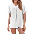 thumbnail image 1 of Yuyuzo Hauts de Sortie pour Femmes T-Shirts à Manches Courtes T-Shirts à Col Ras du Cou T-Shirts en Tricot Côtelé Extensibles Ajustés T-Shirts Basiques, 1 of 1