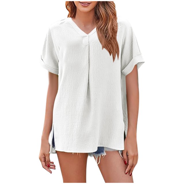 Yuyuzo Hauts de Sortie pour Femmes T-Shirts à Manches Courtes T-Shirts à Col Ras du Cou T-Shirts en Tricot Côtelé Extensibles Ajustés T-Shirts Basiques