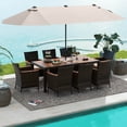 thumbnail image 3 of Costway 11 PCS Patio Dining Set with 15ft Double-Sided Patio Umbrella (Base Included) Beige, 3 of 10