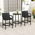 thumbnail image 2 of Gymax Ensemble de Bar de Patio 3 Pcs Table Bistro et Chaises avec Cadre en Métal Robuste, 2 of 10