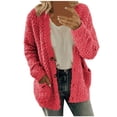 thumbnail image 1 of Fleece Cardigan Sweaters for Women Soft Long Sleeve Jacket with Pockets Button Down Open Front Fall Clothes, 1 of 5