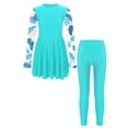 thumbnail image 1 of RUNQHUI Kids Girls UPF 50+ Rash Guard Swimsuits 2 Pieces Long Sleeves Dress with Pants Set Lake Green 14, 1 of 7