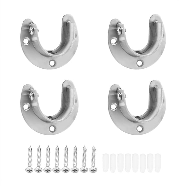 4 Packs Robustes en Acier Inoxydable Support de Tige de Placard Douilles de Poteau de Placard Support de Tige de Bride avec Vis, 1-1/3 Pouces de Diamètre (en Forme de U)