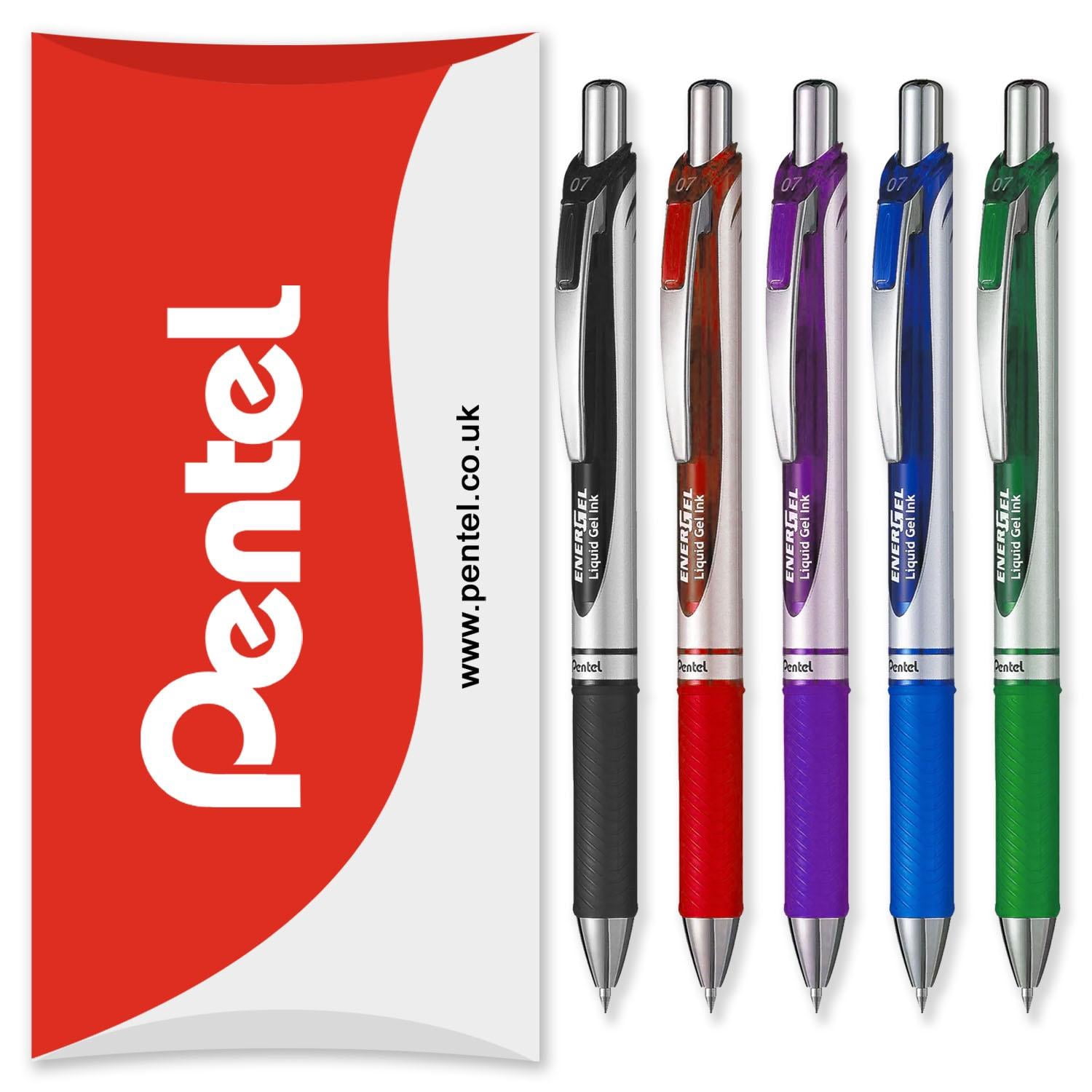 Pentel Energel BL77 Retractable Gel Ink Rollerball Pens, 0.7mm, Assorted Ink Colors, 5 Pack