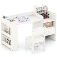 thumbnail image 1 of Gymax Kids Art Table & Chair Set w/Detachable Paper Roll Holder & Cubby Cabinet Drawer White, 1 of 10