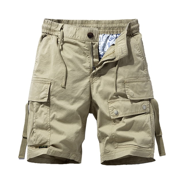 Birdeem Mens Summer Fashion Solid Color Casual Shorts Multi-Pocket Cargo Shorts