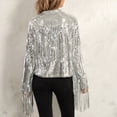 thumbnail image 4 of Gupgi Veste à Paillettes Scintillantes pour Femmes, Veste Brillante à Paillettes, Ouverte à l'Avant, Manteau à Franges à Pampilles, Veste Disco, 4 of 9