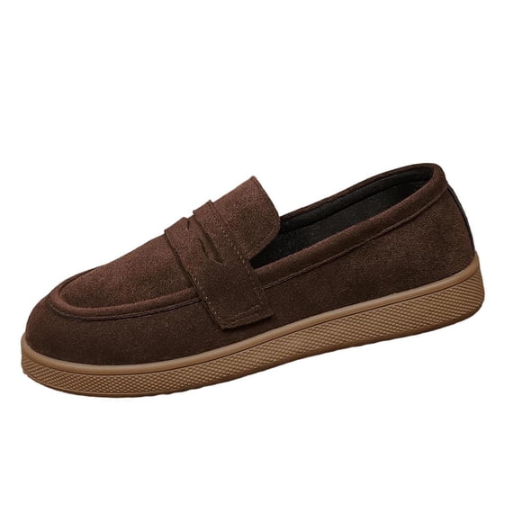 Brown Womens Slip On Loafers With Casual Head Design For Everyday Wear Comfortable Flat Shoes For Outdoor Indoor Walking Size 39