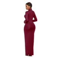 thumbnail image 3 of TopLLC Longues Robe à Manches à Col Rond pour Femme Décontractée Couleur Col Montant Manches Longues Extensible Ajustée Longue Robe Haut pour Femme, 3 of 6