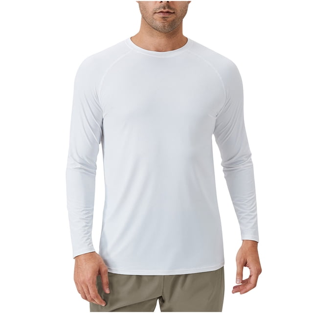 Dagugfen Hauts pour Hommes Chemises de Protection Solaire Manches Longues Col Rond Ajusté Extensible Course Entraînement Chemises Été