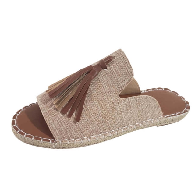 RKSTN Pantoufles pour Femmes Mode Décontractée Plates à Franges Chaussures Pantoufles Sandales à Bout Ouvert,Pantoufles pour Femmes Intérieur Extérieur