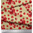thumbnail image 3 of Soimoi Crepe Silk Fabric Raspberry,Strawberry & Cherry Fruits Printed Craft Fabric by The Yard 42 Inch Wide, 3 of 3
