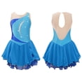 thumbnail image 3 of Miaeowve Kids Girls Figure Ice Skating Dress Sleeveless Rhinestone Color Block Ballet Dance Performance Clothing Dancewear Light Blue 8, 3 of 7