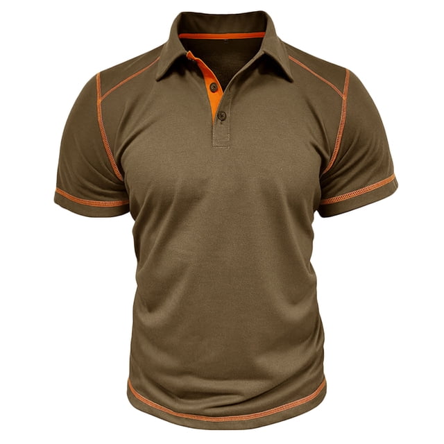 Penkiiy Men's Quick-Dry Short Sleeve Athletic Performance Pullover Shirt S Khaki