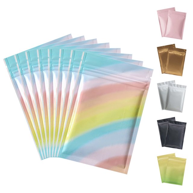 Aspire 100 Pcs Sacs à Fermeture Éclair en Mylar, Pochettes de Rangement Alimentaires Réutilisables, 5 Tailles au Choix