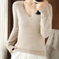 thumbnail image 1 of EGNMCR Chandail à Col Rond Mode Femme Décontracté Col Semi-Montant Couleur Unie Ample Base Tricoté Chandail Femme Blouse Polyester, 1 of 4