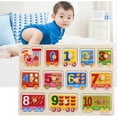 thumbnail image 2 of Jindong Kids Wooden Peg Puzzles Set with Alphabet Numbers Fruits Animals and Vehicles, 2 of 9
