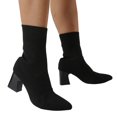 thumbnail image 3 of Kcodviy Versatile Short Boots Pointed Winter Boots for Women Toe Thick Heels High Women High Heel Boots Heels Knitted Elastic Socks Wide Boots for Women Boots Flying Weaving Boots Female, 3 of 6