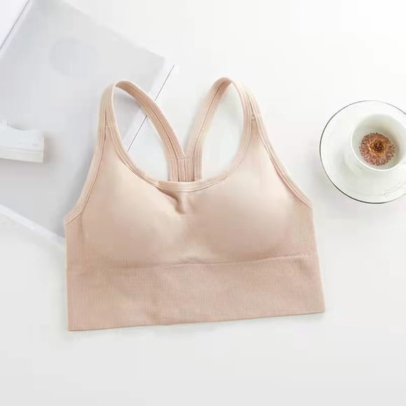 EQWLJWE Chriatmas Deals 2023! Wireless Sport Bra Woman Racerback,Kint Racerback Sport Bra for Women,Seamless Padded Active Workout Gym Yoga Crop Tank Top with Removable Cups