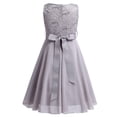 thumbnail image 4 of YONGHS Robe en Mousseline à Fleurs et Dentelle pour Grandes Filles, Formelle, Banquet, Concours, Mariage, Fête, Robe de Bal, Gris 6, 4 of 7