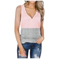 thumbnail image 1 of Fridja Womens Casual Loose Color Matching Button V-neck SleevelessTops Blouses Vests, 1 of 6
