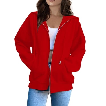 Mode Femme Uni Ample Amincissant à Capuche à Fermeture Éclair Chandail à Capuchon à Manches Longues Veste Chandails à Capuchon pour Femmes Chandails Molletonnés L