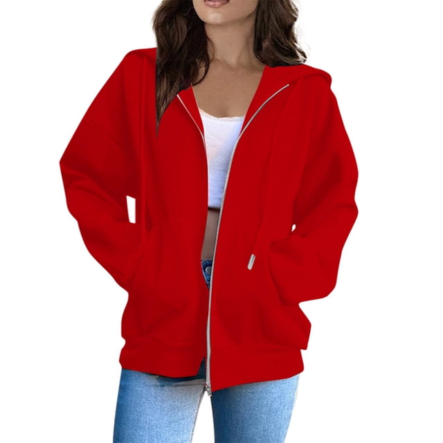 Chandails à Capuchon & Chandails en Molleton pour Femmes Chandail à Capuchon Femmes Sweat à Capuche Mode Solide Ample à Capuche Fermeture Éclair devant Chandails en Molleton pour Femmes Veste à Fermeture Éclair pour Femmes Col Bénitier Poches Fendues