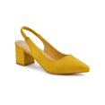 thumbnail image 1 of BLISSFUL STEP Escarpins à Talons pour Femmes à Bout Pointu à Talon Bloc Slingback en Faux Suède Jaune 6, 1 of 7