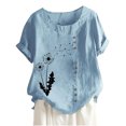 thumbnail image 2 of zanvin Hauts pour Femmes Chic Décontracté, T-Shirt d'Été Décontracté pour Femmes à Col Rond, Manches Courtes, Imprimé, Coupe Ample HWRETIE, 2 of 3