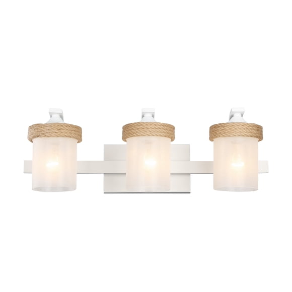 Chatham 3-Light Vanity Light in Natural White with Clear Sandblasted Glass