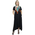 thumbnail image 1 of Bimba Women's Asymmetrical Hem Black Summer Maxi Pockets Dress With Scarf-12, 1 of 9