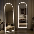 thumbnail image 4 of BEAUTYPEAK 64" x 21"  Full Length Mirror Arched with LED Light Standing Floor Mirror,White, 4 of 6