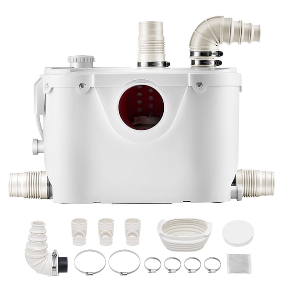 KFFKFF Pompe de Macération, 500 W, Débit de 29 GPM, Tête de Livraison de 26 Pi/8 m, Pompe de Macération pour Toilettes avec 4 Entrées d'Eau