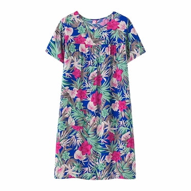2025 Été Coton Soie Courte Col en V Chemise de Nuit à Manches Robe de Sommeil pour Dames Chemises de Nuit Femmes d'Âge Moyen Nouvelles Chemises de Nuit Junior Coupe Ample Tenue d'Intérieur Vêtements de Nuit pour Aînées Grande Taille
