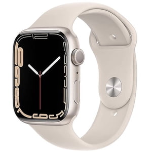 Rénovés Apple montre Series 7 Aluminium 45 mm (GPS Seulement, pas de cellules) Starlight (Catégorie A)