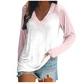 thumbnail image 1 of FAIWAD Women’s Color Block Tunic Top Long Sleeve Patchwork V Neck Plus Size Pullover Top, 1 of 4