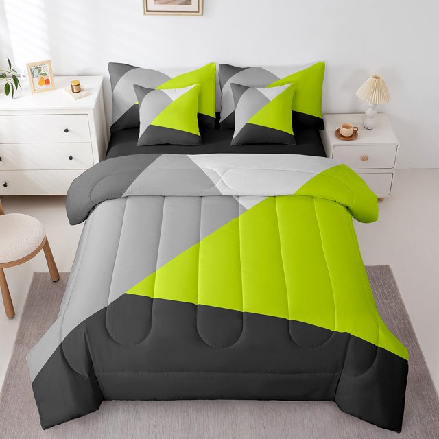 YST Geometric Triangle Bedding Set, 7-Piece, Modern Abstract, Twin