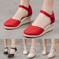 thumbnail image 4 of Sandales Décontractées Rétro à Talon Compensé pour Femmes à Bout Fermé avec Bride à Boucle Espadrilles à Talon Compensé pour Dames, 4 of 9