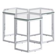 thumbnail image 3 of Table d'Appoint Contemporaine en Métal et Verre, Jeu de 3 - Argent, 3 of 7