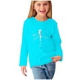 thumbnail image 1 of T-shirts à Manches Longues pour Filles, Col Rond, en Coton, Imprimé Libellule, T-Shirts Décontractés d'Automne et de Printemps, T-Shirts Graphiques Basiques pour Enfants (7 Ans, Bleu Pâle), 1 of 5